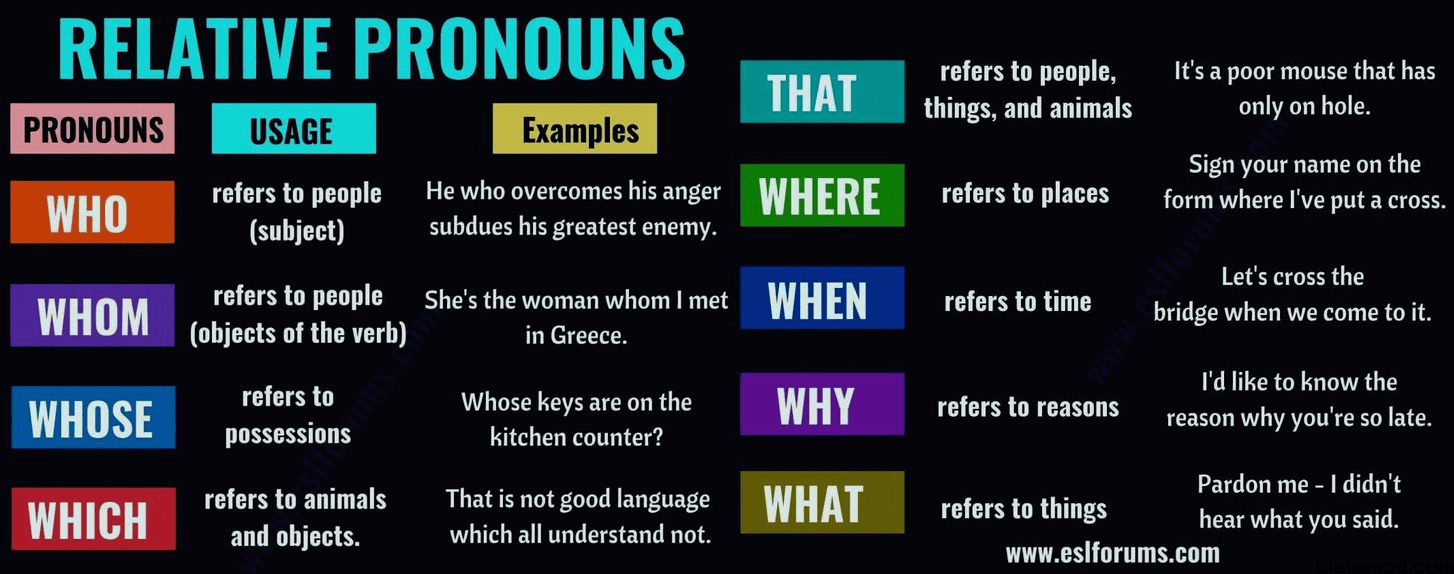 İngilizce Relative Clauses Kelimeleri