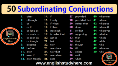 İngilizce Subordinating Conjunctions Listesi