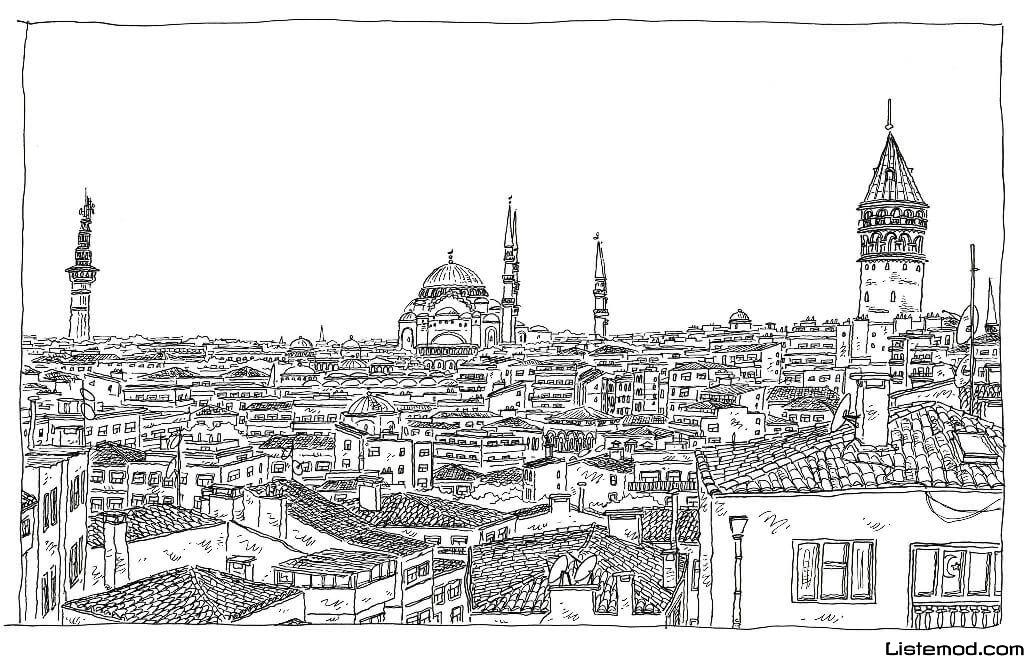 Turkey İstanbul City Drawing